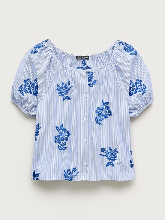 J. Crew Tops - Women’s J.Crew Floral Cotton Shirt Top Blouse Embroidered New NWT